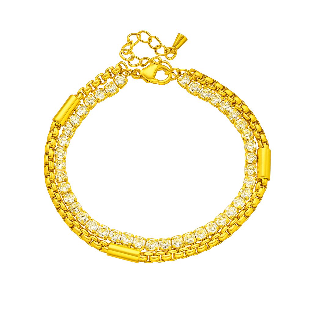 Elegant Double-Layer Diamond Bracelet